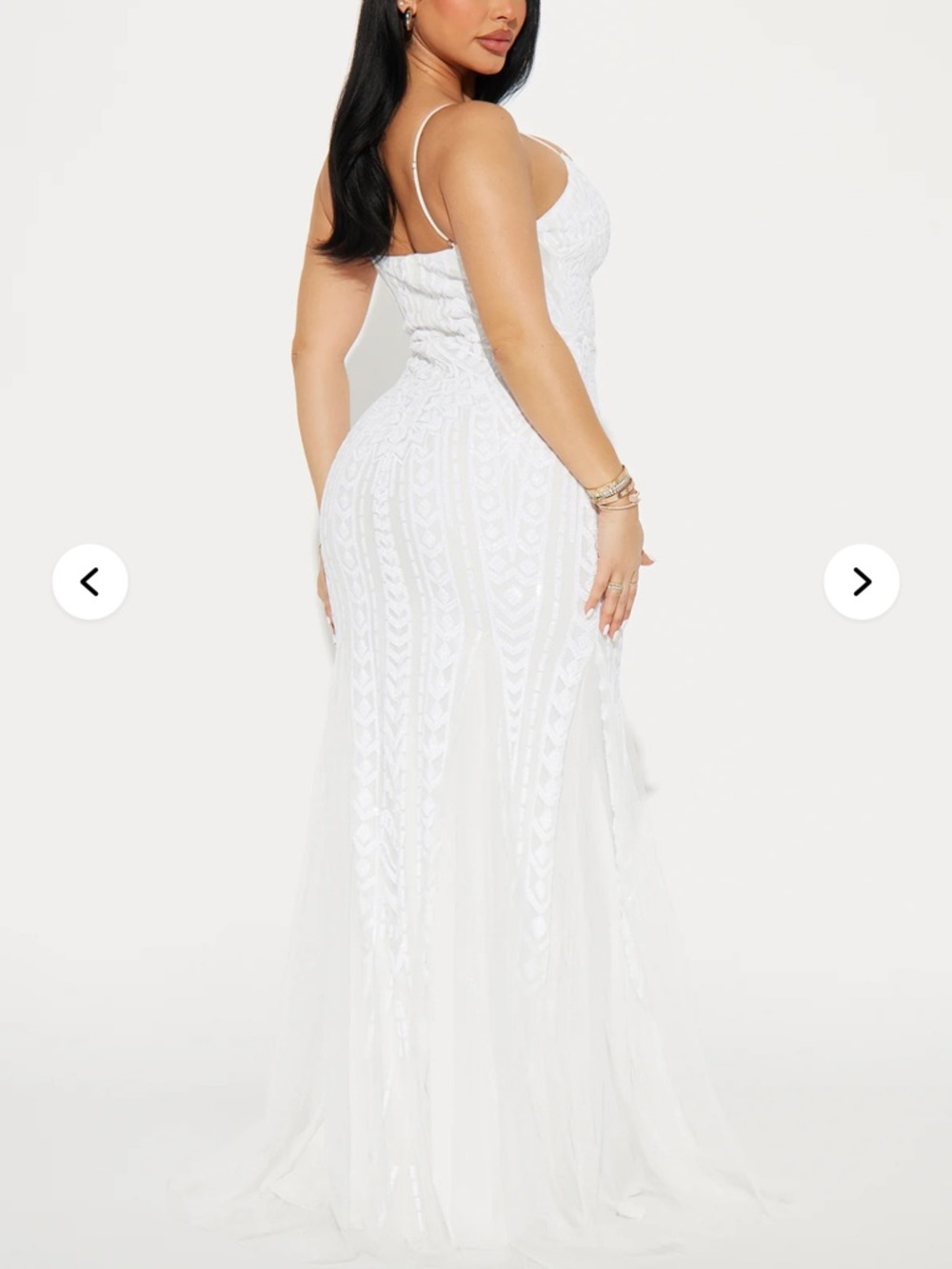 NWT Elegant White Embroidered Tulle Evening Dress - Picture 2 of 10